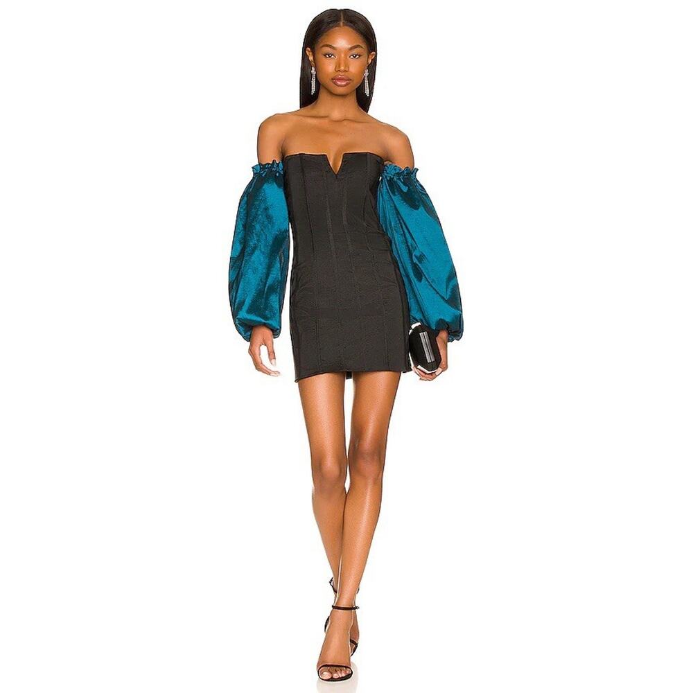 Lovers Friends Off‎ the Shoulder Balloon Sleeve Mini Dress Two Tone Size Medium
